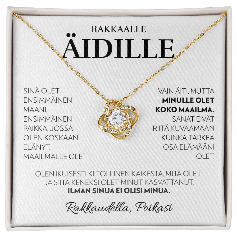 Äidille (Pojalta) - Ensimmäinen Maa (Valkoinen) - Love Knot Kaulakoru