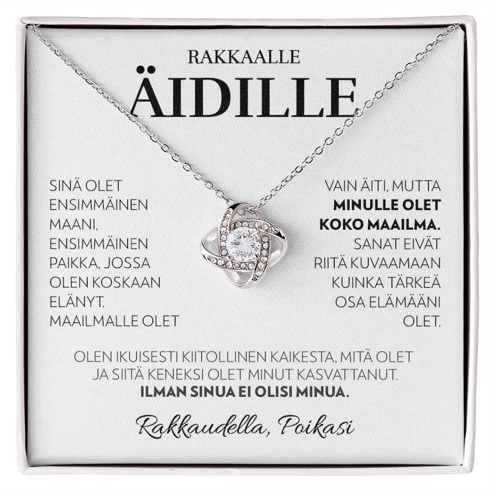 Äidille (Pojalta) - Ensimmäinen Maa (Valkoinen) - Love Knot Kaulakoru