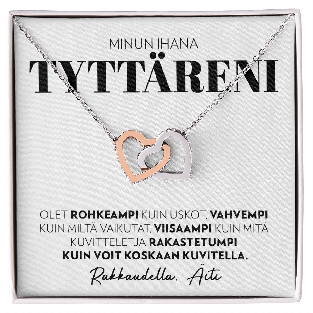 Tyttärelle, Äidiltä - Olet Rohkeaa - Interlocking Hearts Kaulakoru